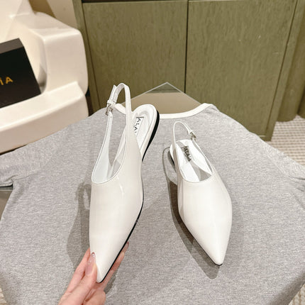 ALAIA SLINGBACK 25S IN WHITE PATENT LEATHER