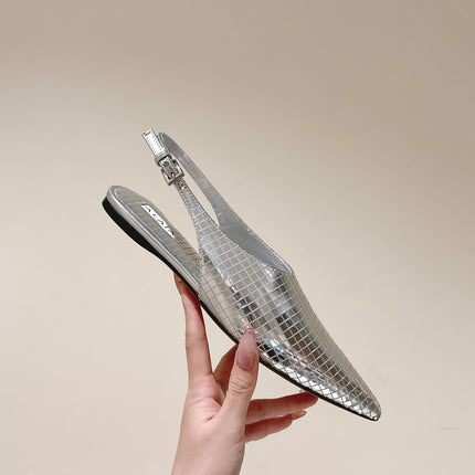 ALAIA SLINGBACK 25S IN SILVER PATENT LEATHER