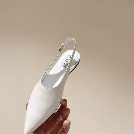 ALAIA SLINGBACK 25S IN WHITE PATENT LEATHER