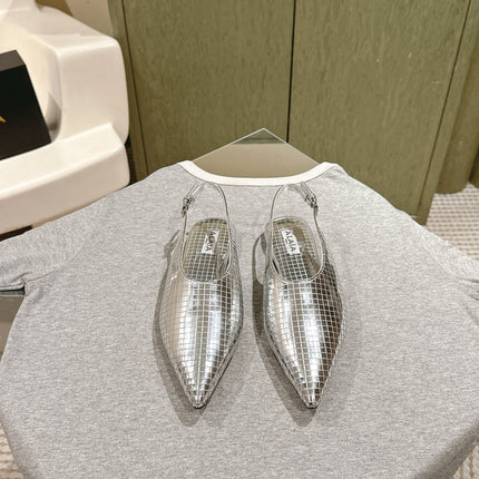ALAIA SLINGBACK 25S IN SILVER PATENT LEATHER