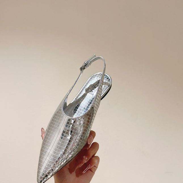 ALAIA SLINGBACK 25S IN SILVER PATENT LEATHER