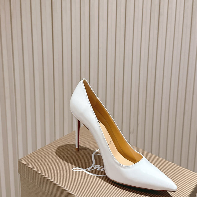 SPORTY KATE PUMPS 95MM IN WHITE GLOSSY CALFSKIN