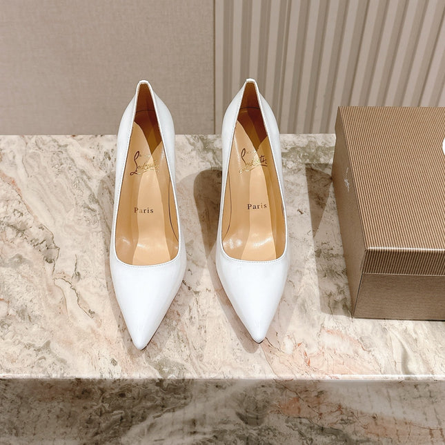 SPORTY KATE PUMPS 95MM IN WHITE GLOSSY CALFSKIN