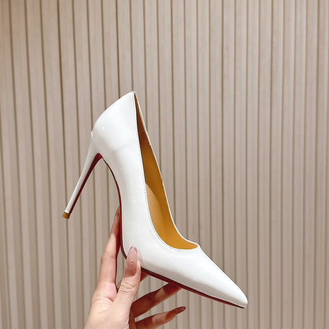 SPORTY KATE PUMPS 95MM IN WHITE GLOSSY CALFSKIN