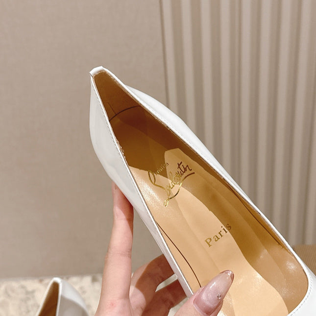 SPORTY KATE PUMPS 95MM IN WHITE GLOSSY CALFSKIN