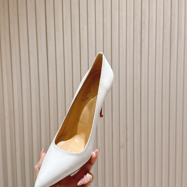 SPORTY KATE PUMPS 95MM IN WHITE GLOSSY CALFSKIN