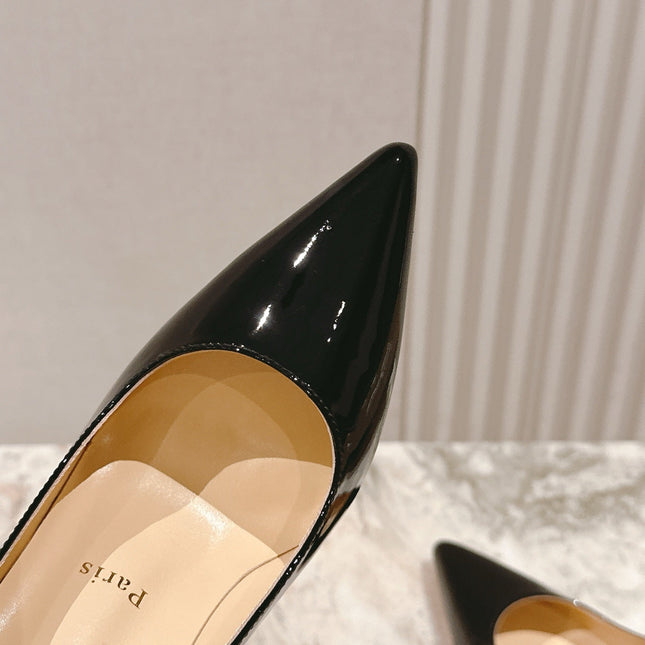 SPORTY KATE PUMPS 95MM IN BLACK GLOSSY CALFSKIN