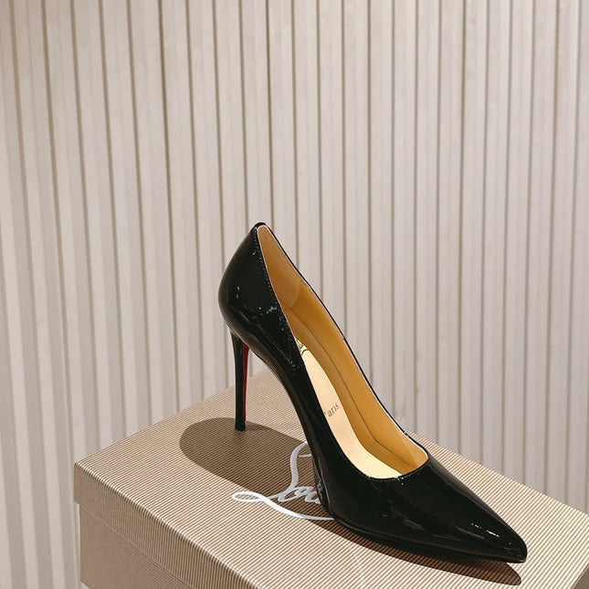 SPORTY KATE PUMPS 95MM IN BLACK GLOSSY CALFSKIN