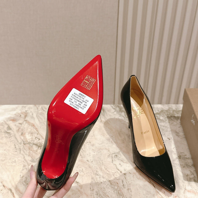 SPORTY KATE PUMPS 95MM IN BLACK GLOSSY CALFSKIN