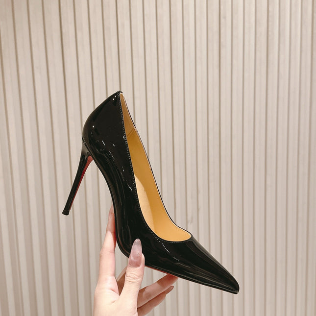 SPORTY KATE PUMPS 95MM IN BLACK GLOSSY CALFSKIN