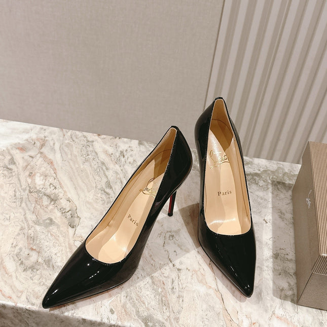 SPORTY KATE PUMPS 95MM IN BLACK GLOSSY CALFSKIN