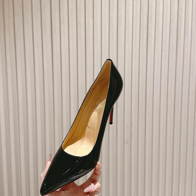 SPORTY KATE PUMPS 95MM IN BLACK GLOSSY CALFSKIN