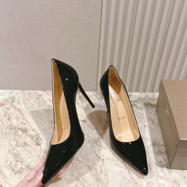 SPORTY KATE PUMPS 95MM IN BLACK GLOSSY CALFSKIN