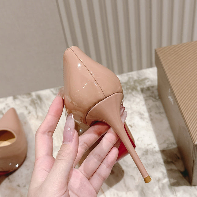 SPORTY KATE PUMPS 95MM IN BEIGE GLOSSY CALFSKIN