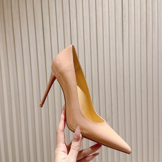 SPORTY KATE PUMPS 95MM IN BEIGE GLOSSY CALFSKIN