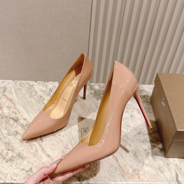 SPORTY KATE PUMPS 95MM IN BEIGE GLOSSY CALFSKIN