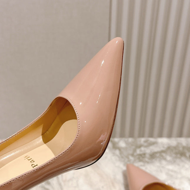 SPORTY KATE PUMPS 95MM IN BEIGE GLOSSY CALFSKIN