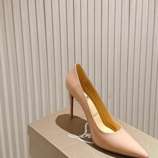 SPORTY KATE PUMPS 95MM IN BEIGE GLOSSY CALFSKIN