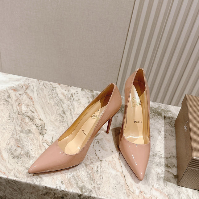 SPORTY KATE PUMPS 95MM IN BEIGE GLOSSY CALFSKIN