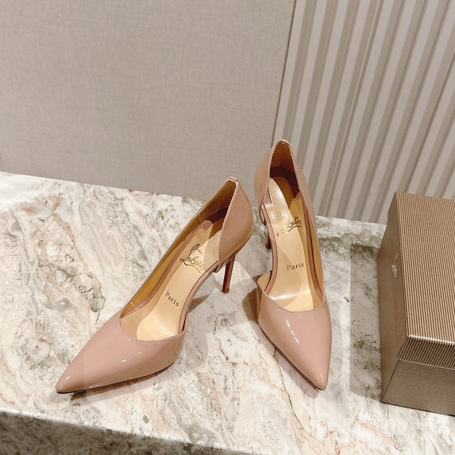IRIZA PUMPS 95MM IN BEIGE PATENT CALFSKIN