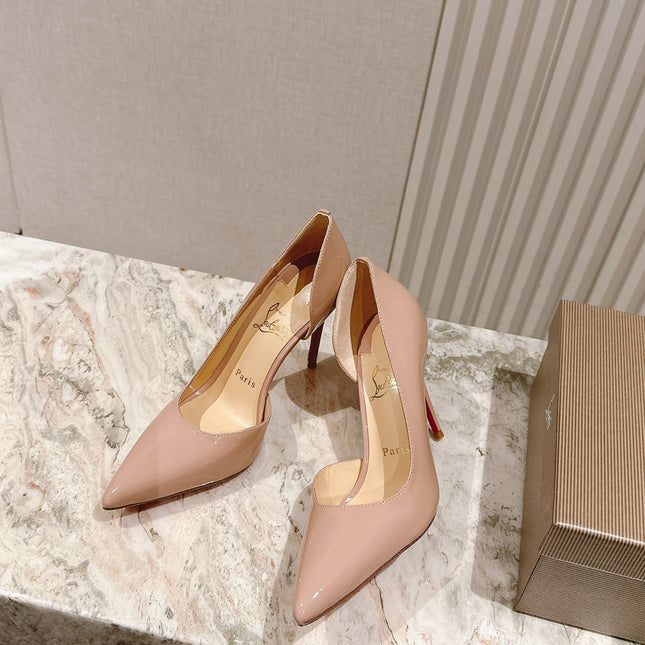 IRIZA PUMPS 95MM IN BEIGE PATENT CALFSKIN
