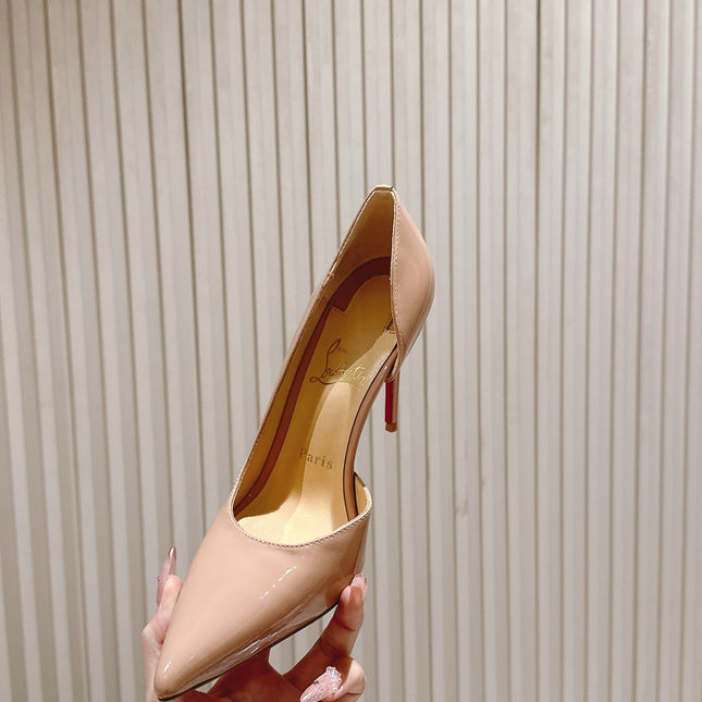 IRIZA PUMPS 95MM IN BEIGE PATENT CALFSKIN