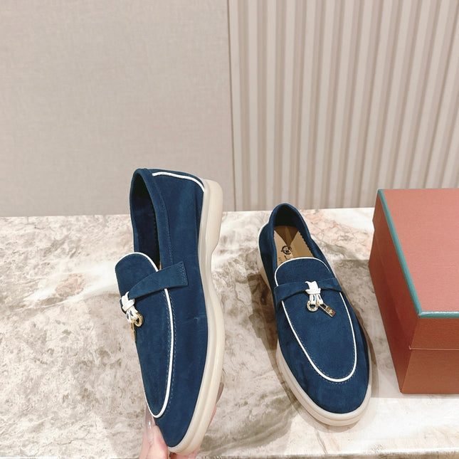 LP LOAFERS 25S IN STEEL BLUE SUEDE WITH SILVER HARDWARE