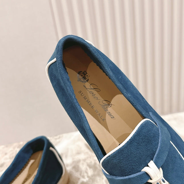 LP LOAFERS 25S IN STEEL BLUE SUEDE WITH SILVER HARDWARE