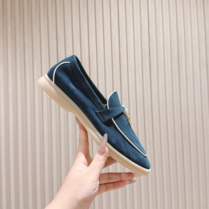 LP LOAFERS 25S IN STEEL BLUE SUEDE WITH SILVER HARDWARE
