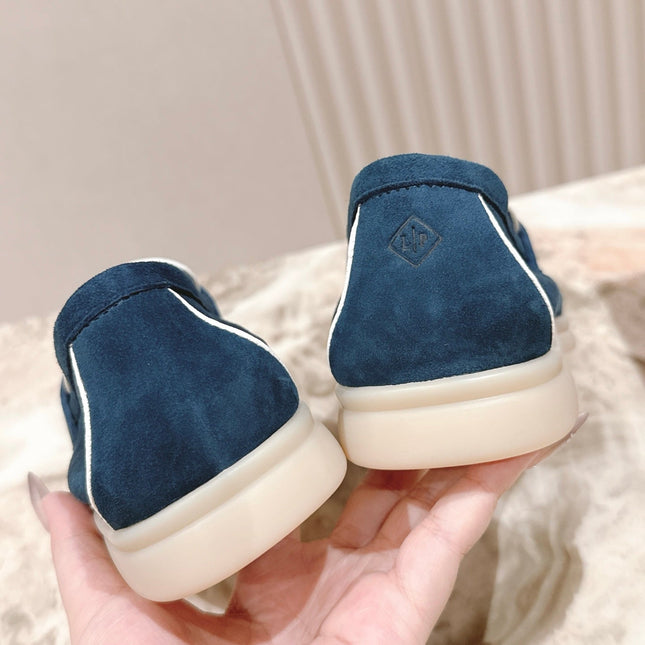 LP LOAFERS 25S IN STEEL BLUE SUEDE WITH SILVER HARDWARE