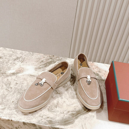 LP LOAFERS 25S IN DARK BEIGE SUEDE WITH SILVER HARDWARE
