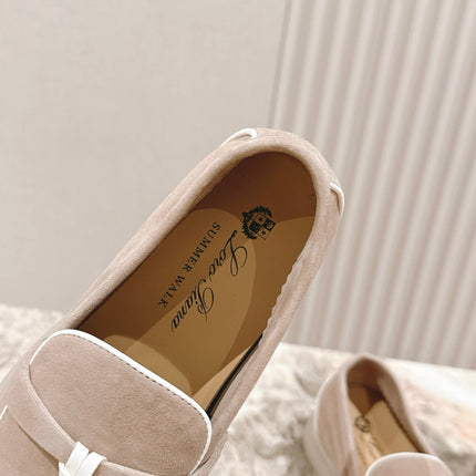 LP LOAFERS 25S IN DARK BEIGE SUEDE WITH SILVER HARDWARE