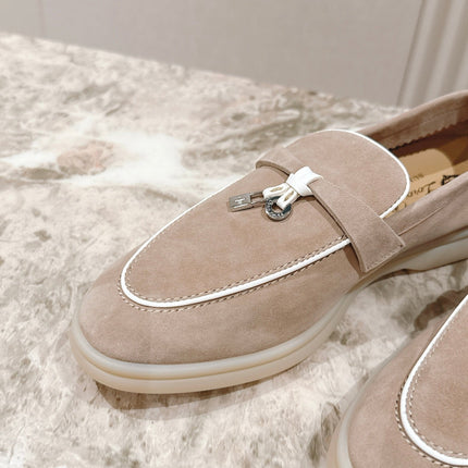 LP LOAFERS 25S IN DARK BEIGE SUEDE WITH SILVER HARDWARE