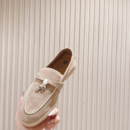 LP LOAFERS 25S IN DARK BEIGE SUEDE WITH SILVER HARDWARE