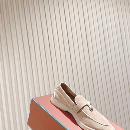 LP LOAFERS 25S IN DARK BEIGE SUEDE WITH SILVER HARDWARE