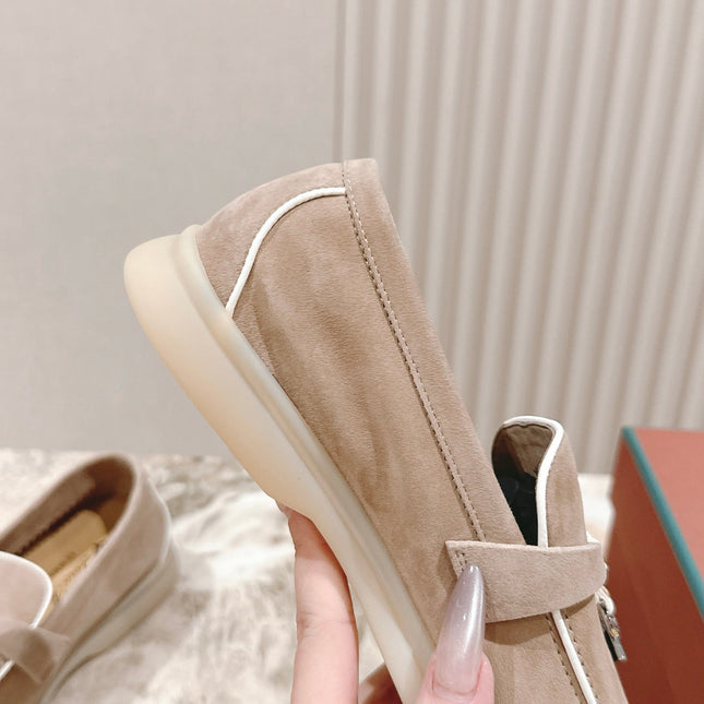 LP LOAFERS 25S IN DARK BEIGE SUEDE WITH SILVER HARDWARE