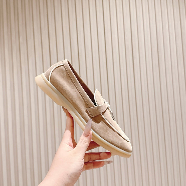 LP LOAFERS 25S IN DARK BEIGE SUEDE WITH SILVER HARDWARE