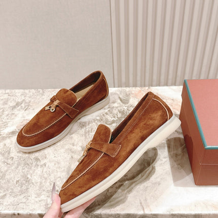 LP LOAFERS 25S IN BROWN SUEDE WITH SILVER HARDWARE
