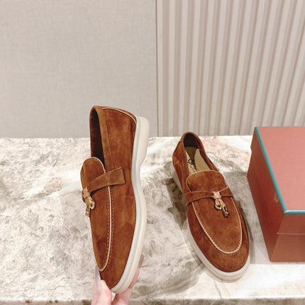 LP LOAFERS 25S IN BROWN SUEDE WITH SILVER HARDWARE