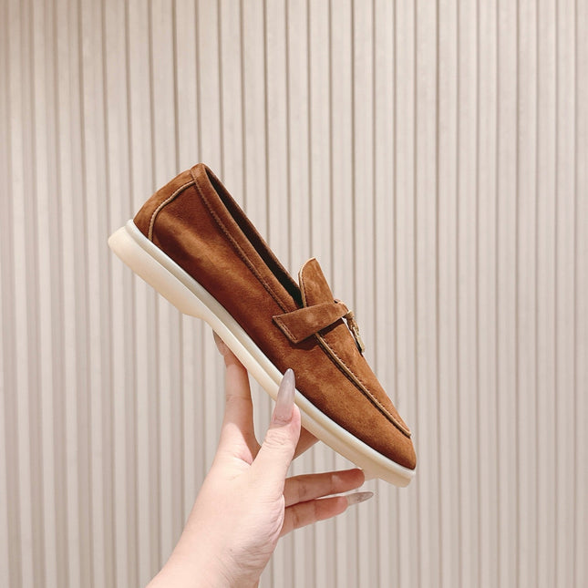 LP LOAFERS 25S IN BROWN SUEDE WITH SILVER HARDWARE