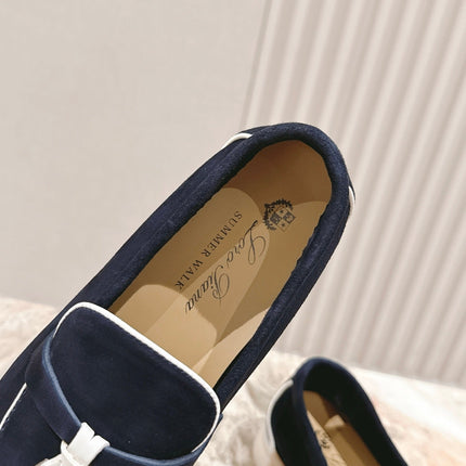 LP LOAFERS 25S IN CHARCOAL BLACK SUEDE WITH SILVER HARDWARE