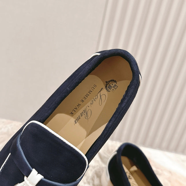 LP LOAFERS 25S IN CHARCOAL BLACK SUEDE WITH SILVER HARDWARE