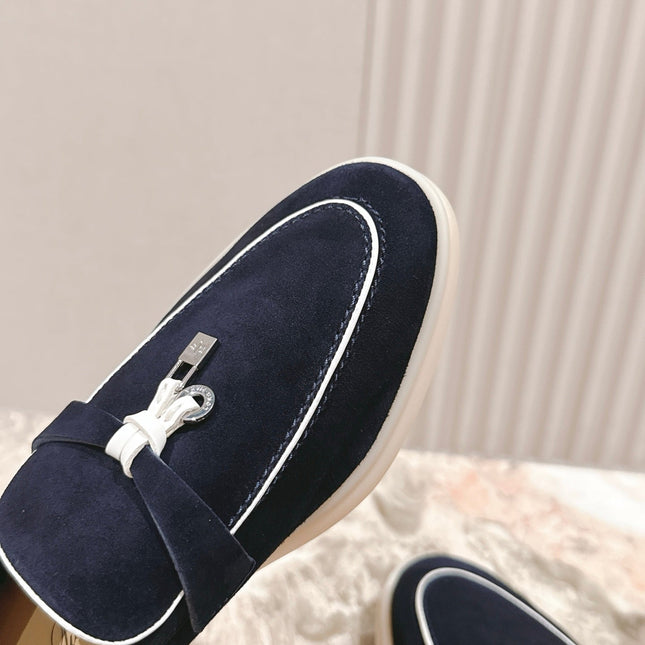 LP LOAFERS 25S IN CHARCOAL BLACK SUEDE WITH SILVER HARDWARE