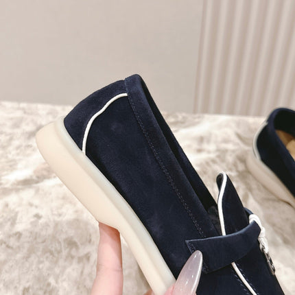 LP LOAFERS 25S IN CHARCOAL BLACK SUEDE WITH SILVER HARDWARE