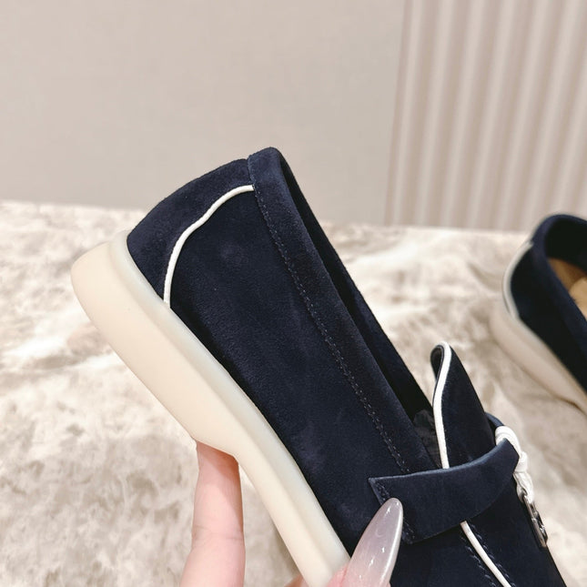 LP LOAFERS 25S IN CHARCOAL BLACK SUEDE WITH SILVER HARDWARE