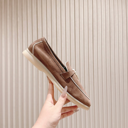 LP LOAFERS 25S IN LIGHT BROWN SUEDE WITH SILVER HARDWARE