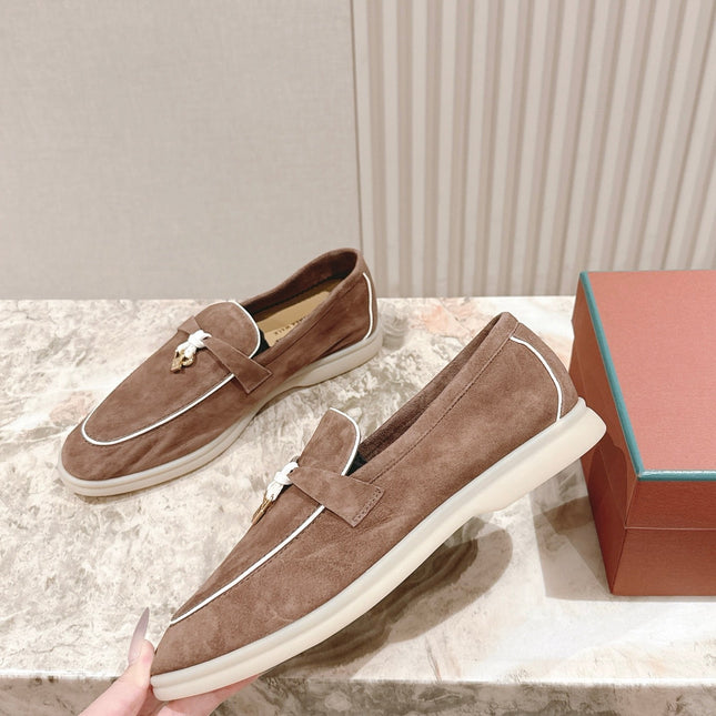 LP LOAFERS 25S IN LIGHT BROWN SUEDE WITH SILVER HARDWARE