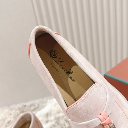 LP LOAFERS 25S IN SOFT BEIGE SUEDE WITH SILVER HARDWARE