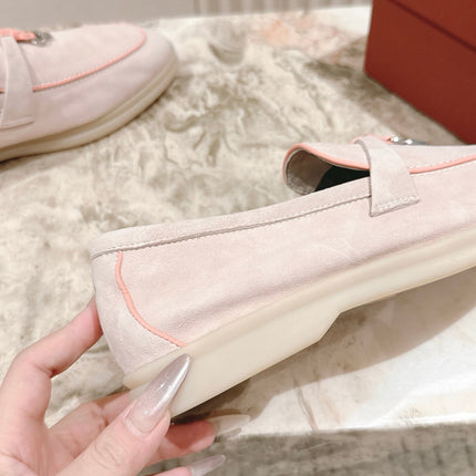 LP LOAFERS 25S IN SOFT BEIGE SUEDE WITH SILVER HARDWARE