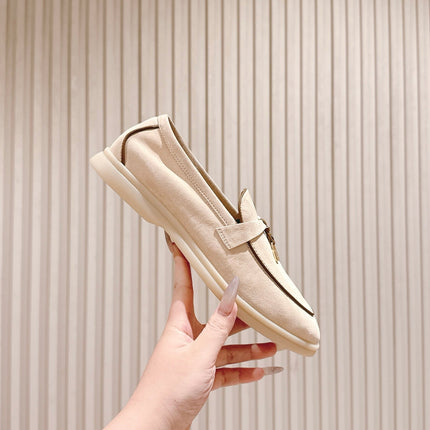 LP LOAFERS 25S IN CHAMPAGNE BEIGE SUEDE WITH SILVER HARDWARE